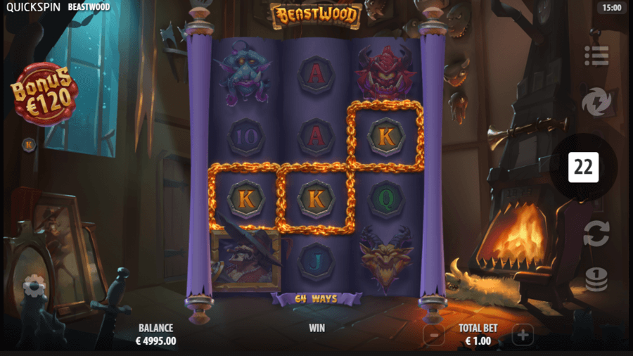 Beastwood nyerőgép játék tábla