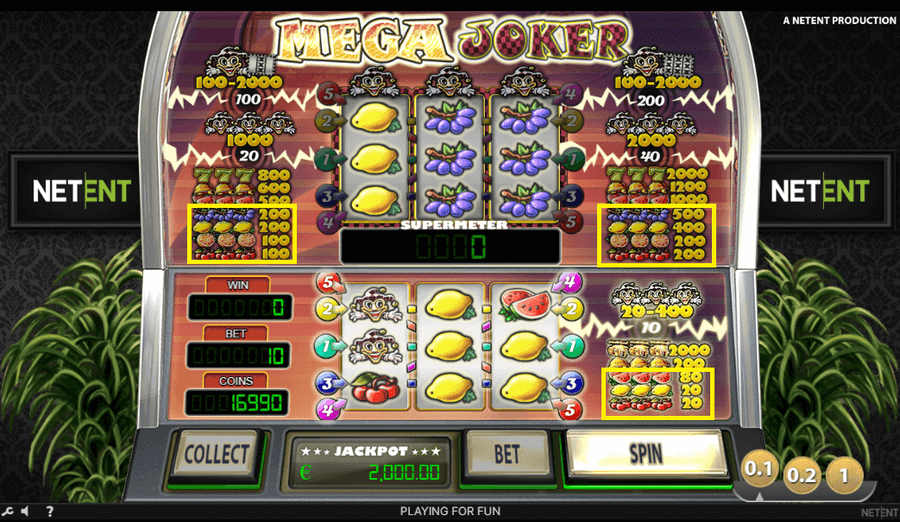 Mega Joker alacsony kifizetésű szimbólumok