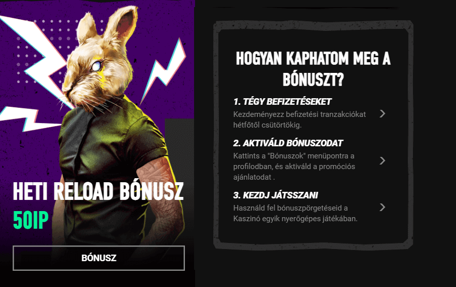 Betinia újratöltési bónusz