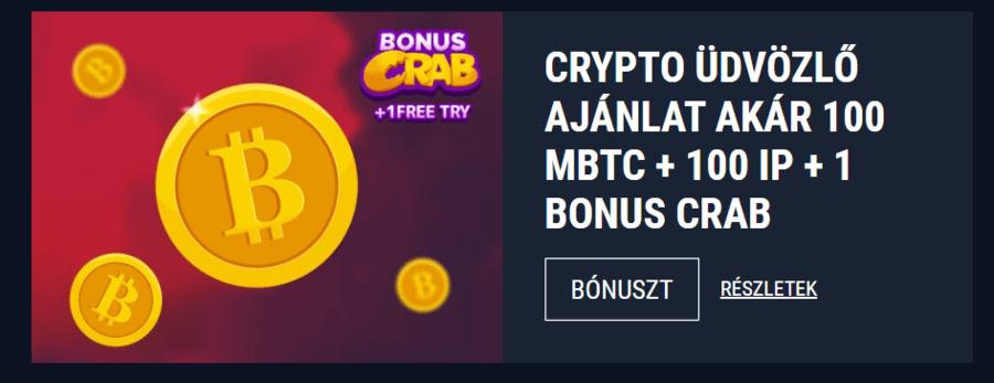 2. Nomini Casino – Akár 100 mBTC + 100 ingyen pörgetés + 1 bónusz Crab