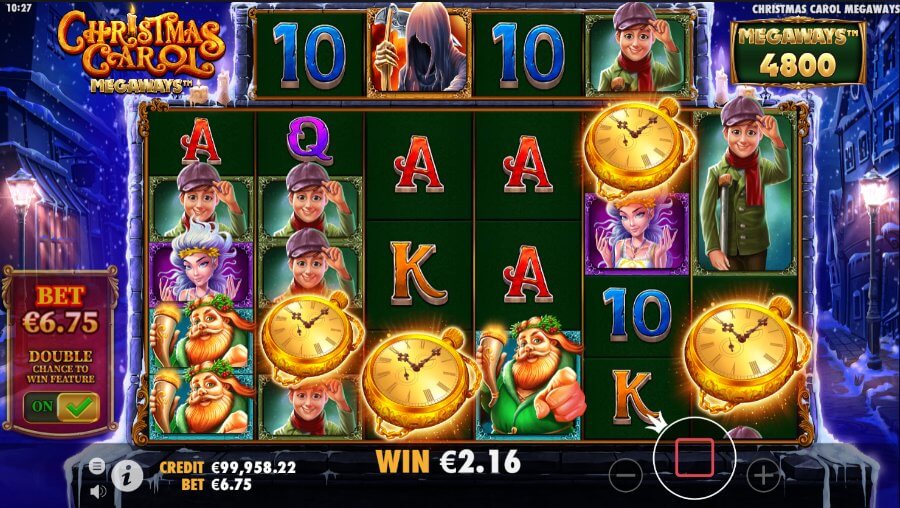 Christmas Carol Megaways értékelés ingyenes pörgetés scatter.