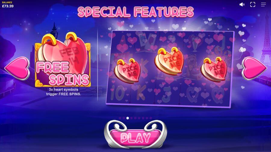 Lucky Valentine ingyenes pörgetések.