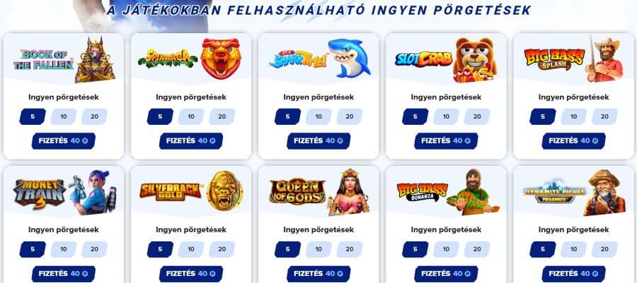 A pontgyűjtés, a változatos bónuszok, versenyek és a jutalombolt nagyszerű kezdeményezések.