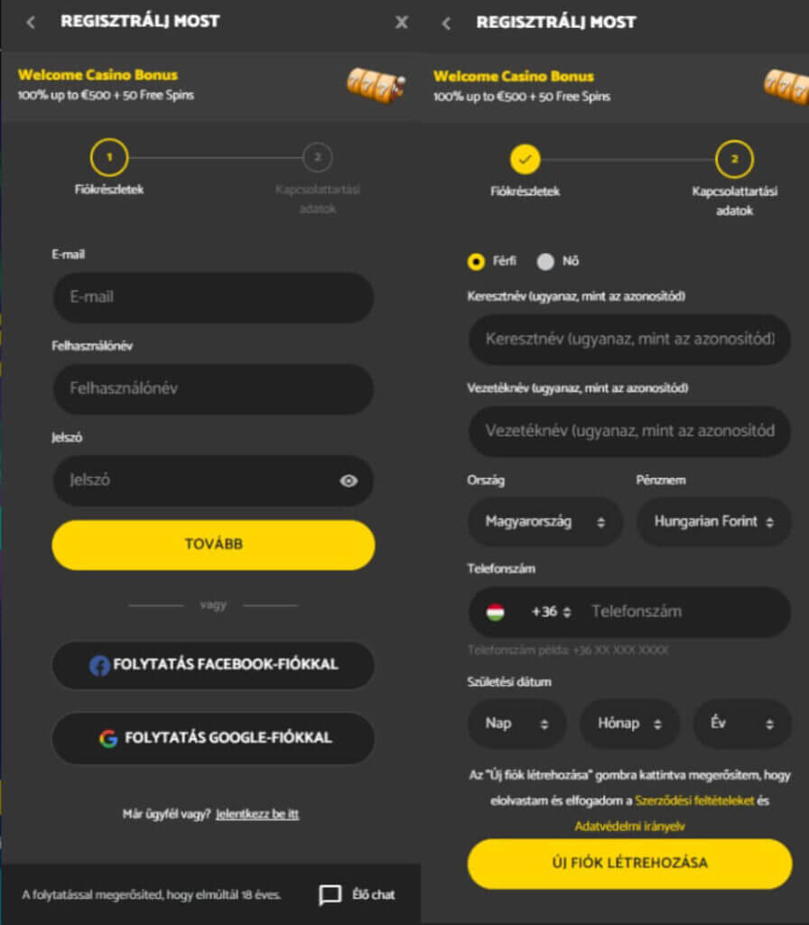 PalmSlots értékelés – regisztráció lépései.