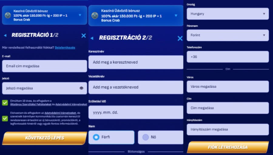 A regisztrációs folyamat során az adatvédelem miatt a játékosoknak bizonyos információkat és dokumentumokat kell megosztaniuk a webhely üzemeltetőjével. Ezek a következők: