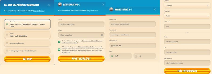 Vegasino regisztráció