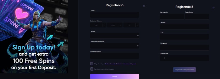 Spinni értékelés regisztráció