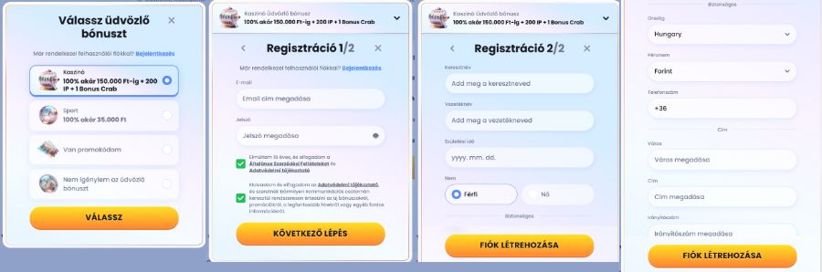 regisztráció lépései