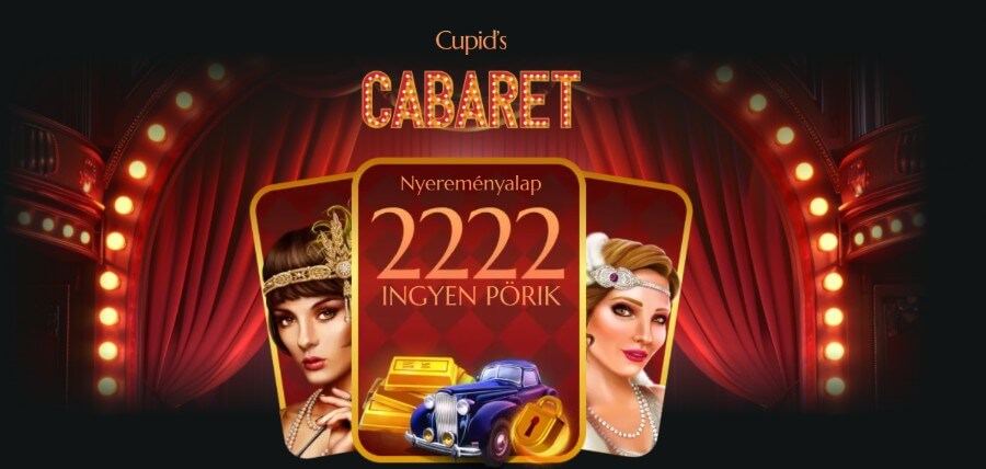A Cupid’s Cabaret promóció tábornokai sem maradnak ki az ünneplésből, összesen  <strong>2222 ingyenes pörgetéssel</strong} várják a játékosokat! Az ajánlatokban való részvételhez egy minimum 8000 Ft befizetés szükséges.