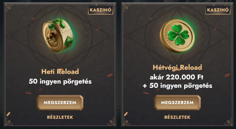 reload ajándék pörgetések