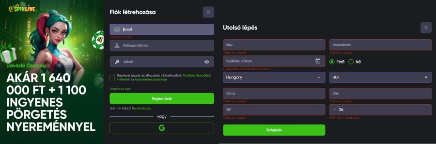 regisztráció menete